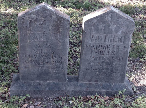 headstones for Miles, father and mother