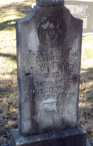 headstone for tharp, died at Barton Springs